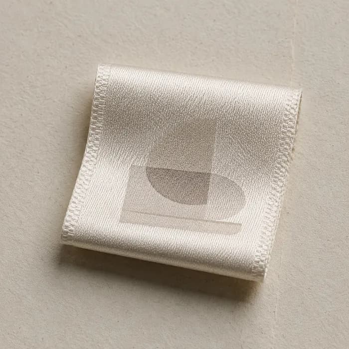 Macro view of a blank printed satin care label
