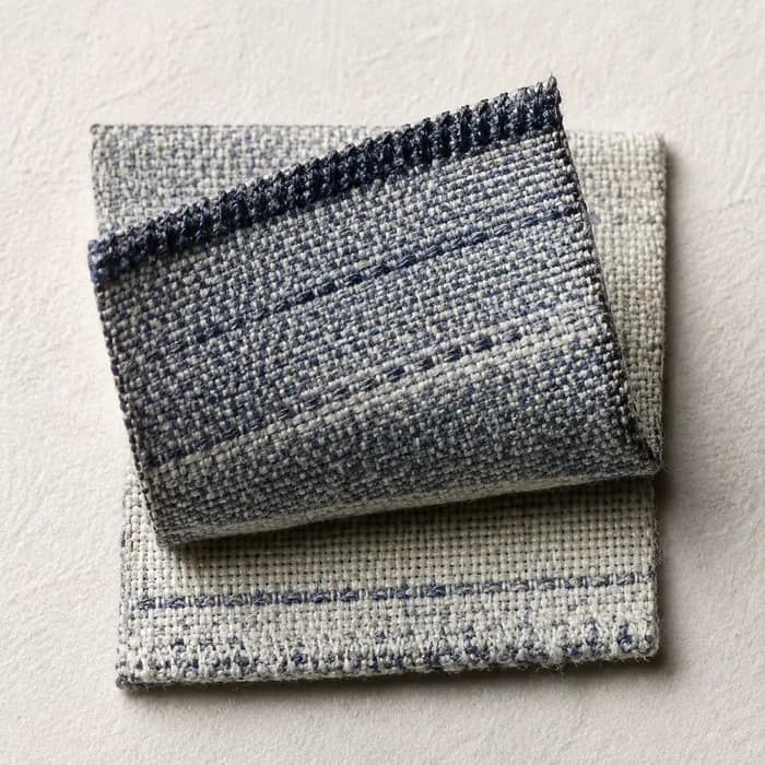 Macro view of a blank folded woven origin label